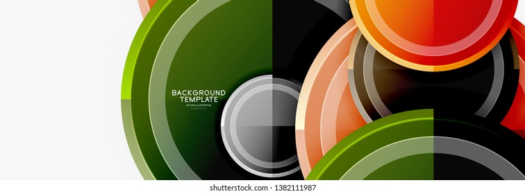 Circle geometric abstract background template for web banner, business presentation, branding, wallpaper. Vector design