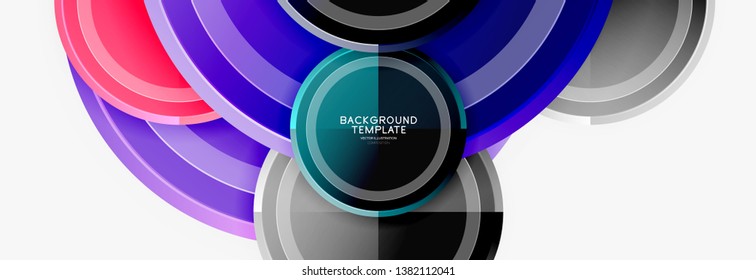 Circle geometric abstract background template for web banner, business presentation, branding, wallpaper. Vector design