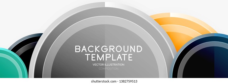 Circle geometric abstract background template for web banner, business presentation, branding, wallpaper. Vector design