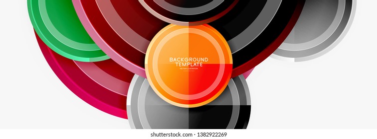 Circle geometric abstract background template for web banner, business presentation, branding, wallpaper. Vector design