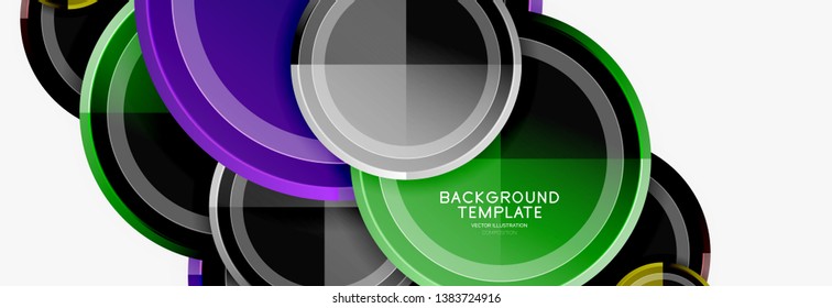 Circle geometric abstract background template for web banner, business presentation, branding, wallpaper. Vector design