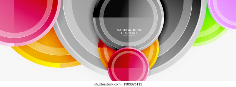Circle geometric abstract background template for web banner, business presentation, branding, wallpaper. Vector design