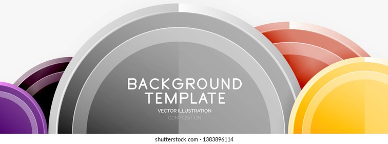 Circle geometric abstract background template for web banner, business presentation, branding, wallpaper. Vector design