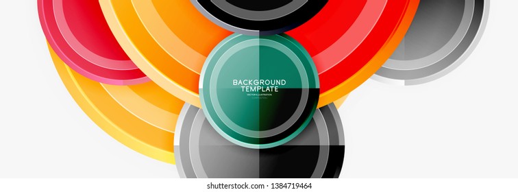 Circle geometric abstract background template for web banner, business presentation, branding, wallpaper. Vector design