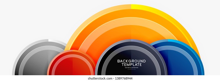 Circle geometric abstract background template for web banner, business presentation, branding, wallpaper. Vector design