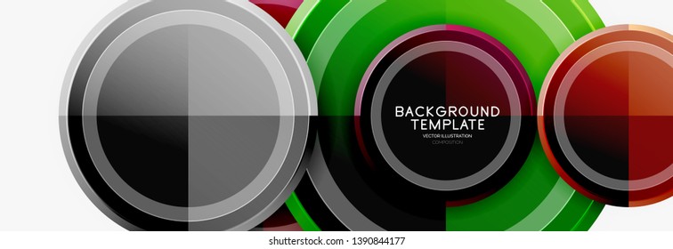 Circle geometric abstract background template for web banner, business presentation, branding, wallpaper. Vector design