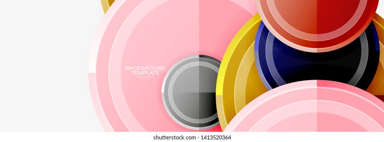 Circle geometric abstract background template for web banner, business presentation, branding, wallpaper. Vector design
