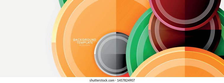 Circle geometric abstract background template for web banner, business presentation, branding, wallpaper. Vector design