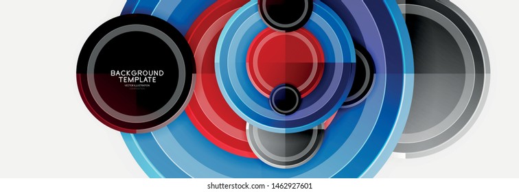 Circle geometric abstract background template for web banner, business presentation, branding, wallpaper. Vector design