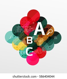 Circle geometric abstract background. Vector template background for workflow layout, diagram, number options or web design