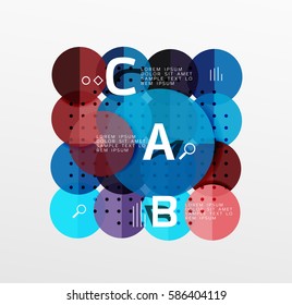 Circle geometric abstract background. Vector template background for workflow layout, diagram, number options or web design
