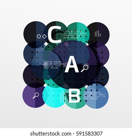 Circle geometric abstract background. Vector template background for workflow layout, diagram, number options or web design