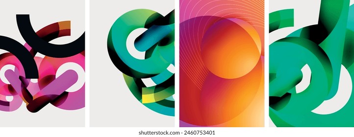 Circle geometric abstract vector posters. Vector Illustration For Wallpaper, Banner, Background, Card, Book Illustration, landing page