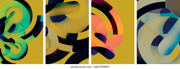 Circle geometric abstract vector posters. Vector Illustration For Wallpaper, Banner, Background, Card, Book Illustration, landing page