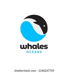 circle geometric abstract whale logo design, vector graphic symbol icon illustration creative idea