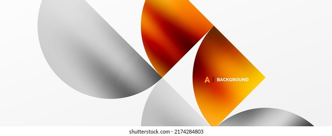 Fondo geométrico del círculo. Color metálico brillante círculos y formas redondeadas. Ilustración vectorial para fondo de escritorio, pancarta, fondo, tarjeta, ilustración del libro, página de inicio