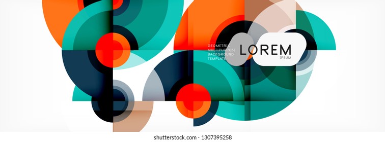 Circle geometric composition abstract background design, cover, template, brochure, flyer. Vector