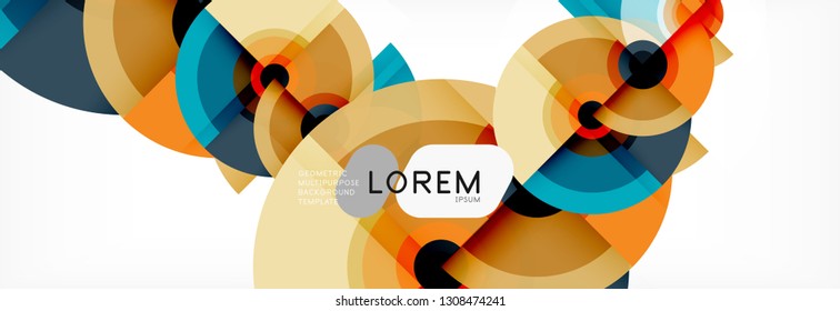 Circle geometric composition abstract background design, cover, template, brochure, flyer. Vector