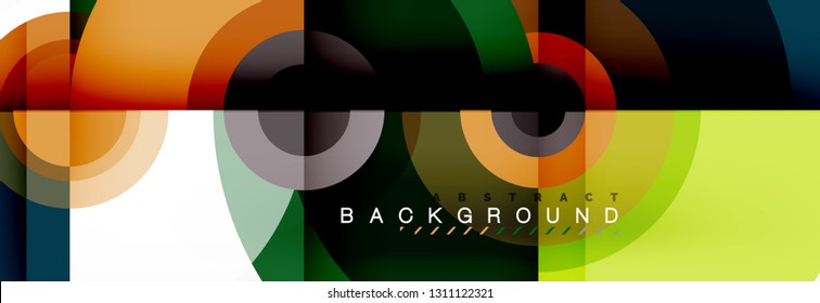 Circle geometric composition abstract background design, cover, template, brochure, flyer. Vector
