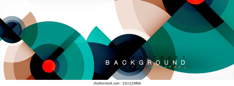 Circle geometric composition abstract background design, cover, template, brochure, flyer. Vector