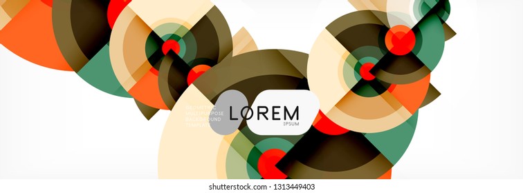 Circle geometric composition abstract background design, cover, template, brochure, flyer. Vector