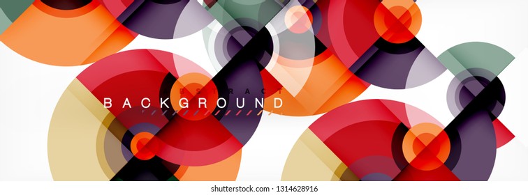 Circle geometric composition abstract background design, cover, template, brochure, flyer. Vector