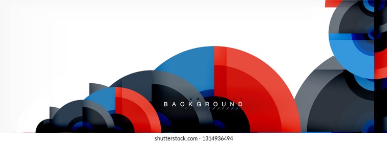 Circle geometric composition abstract background design, cover, template, brochure, flyer. Vector