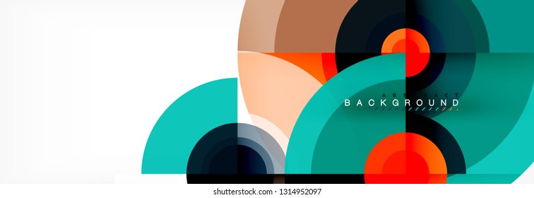 Circle geometric composition abstract background design, cover, template, brochure, flyer. Vector