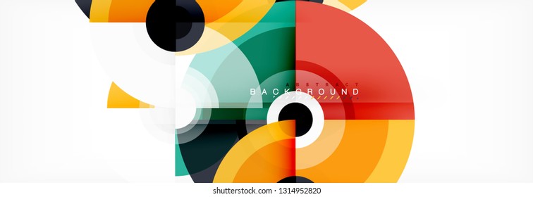 Circle geometric composition abstract background design, cover, template, brochure, flyer. Vector