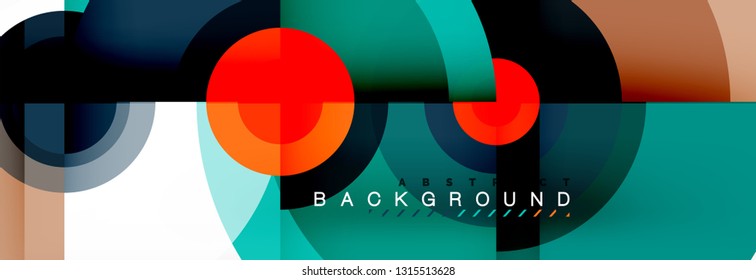 Circle geometric composition abstract background design, cover, template, brochure, flyer. Vector