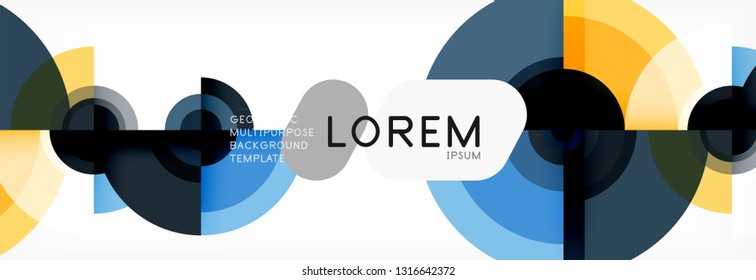 Circle geometric composition abstract background design, cover, template, brochure, flyer. Vector