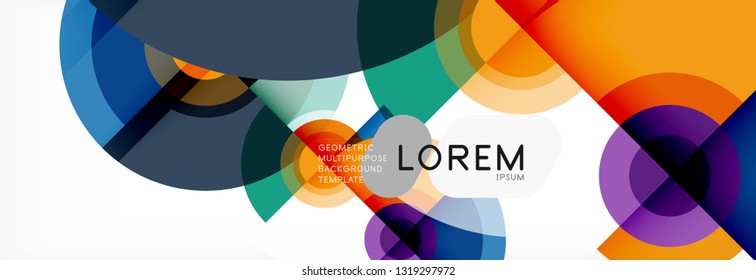 Circle geometric composition abstract background design, cover, template, brochure, flyer. Vector