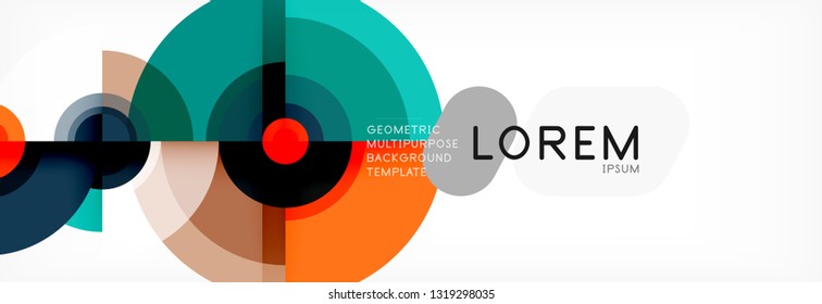 Circle geometric composition abstract background design, cover, template, brochure, flyer. Vector