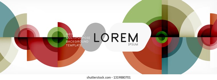 Composição geométrica do círculo desenho de fundo abstrato, capa, modelo, brochura, folheto. Vetor