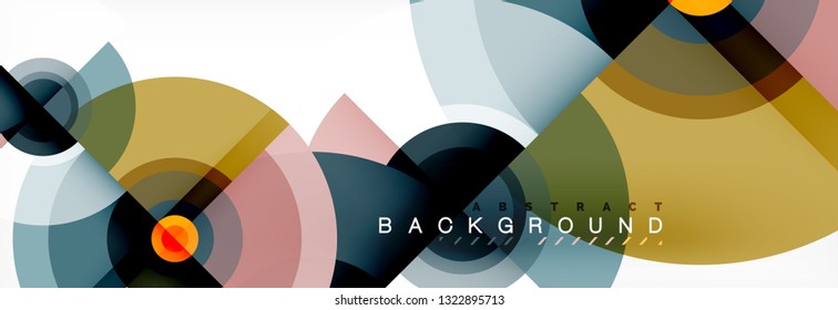Circle geometric composition abstract background design, cover, template, brochure, flyer. Vector