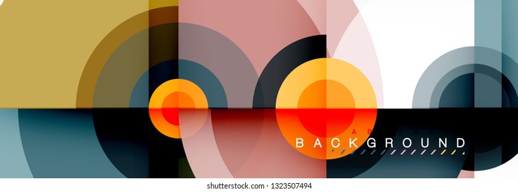 Circle geometric composition abstract background design, cover, template, brochure, flyer. Vector
