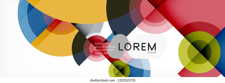 Circle geometric composition abstract background design, cover, template, brochure, flyer. Vector