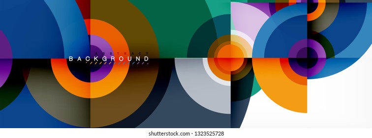 Circle geometric composition abstract background design, cover, template, brochure, flyer. Vector