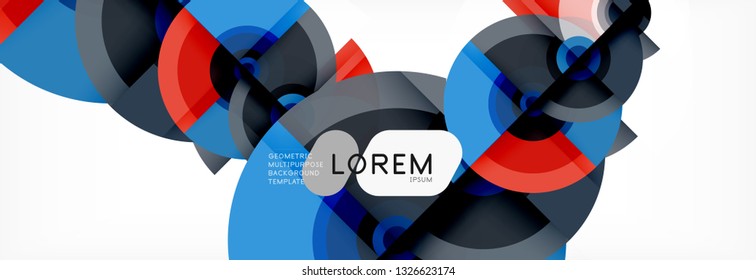 Circle geometric composition abstract background design, cover, template, brochure, flyer. Vector