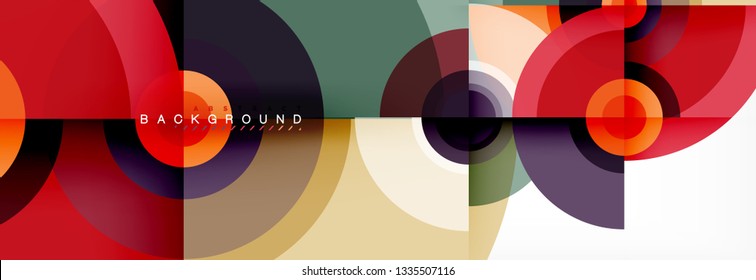 Circle geometric composition abstract background design, cover, template, brochure, flyer. Vector