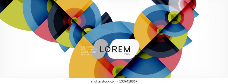 Circle geometric composition abstract background design, cover, template, brochure, flyer. Vector