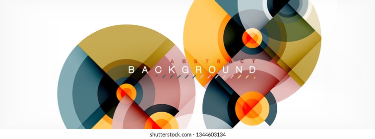 Circle geometric composition abstract background design, cover, template, brochure, flyer. Vector