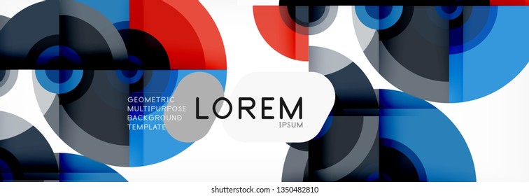 Circle geometric composition abstract background design, cover, template, brochure, flyer. Vector