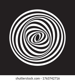 Circle geometric design element. Circular swirl rotation movement illusion. Vector art.