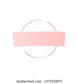 Circle geometric frame with pink horizontal stroke. Logo background for beauty and fashion
