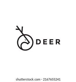 circle geometric with head deer minimal logo design vector graphic symbol icon illustration creative idea