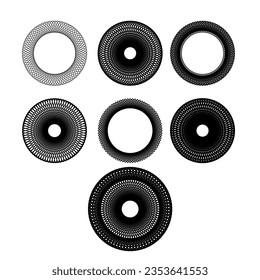Circle Geometric Ornament Collection Isolated on White Background