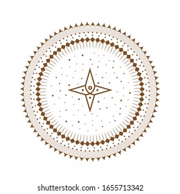 Circle Geometric Ornament Star. Geometric mandala alchemy symbol. Abstract occult and mystic signs. Vector illustration. White background.