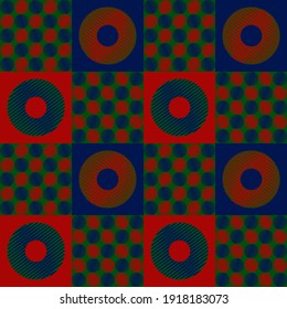Circle geometric patchwork seamless pattern. Vector image of a round shapes.
