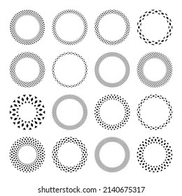 Circle geometric patterns for decorative round frames. Vector art.